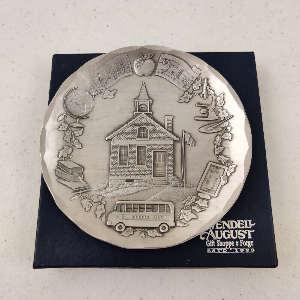 Wendell August Forge Decorative Coaster Plate 4.5" School Days Teacher Gift